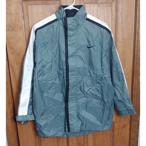 Vtg Nike Womens Track Jacket Large Gray White Color Block Athletic Hidden Zipper